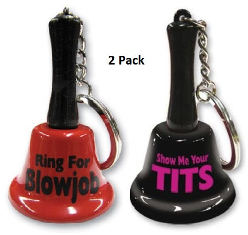 Ozze Creations | Ring For Blowjob + Show Me Tits Mini Bell Keychain - 2 Pack