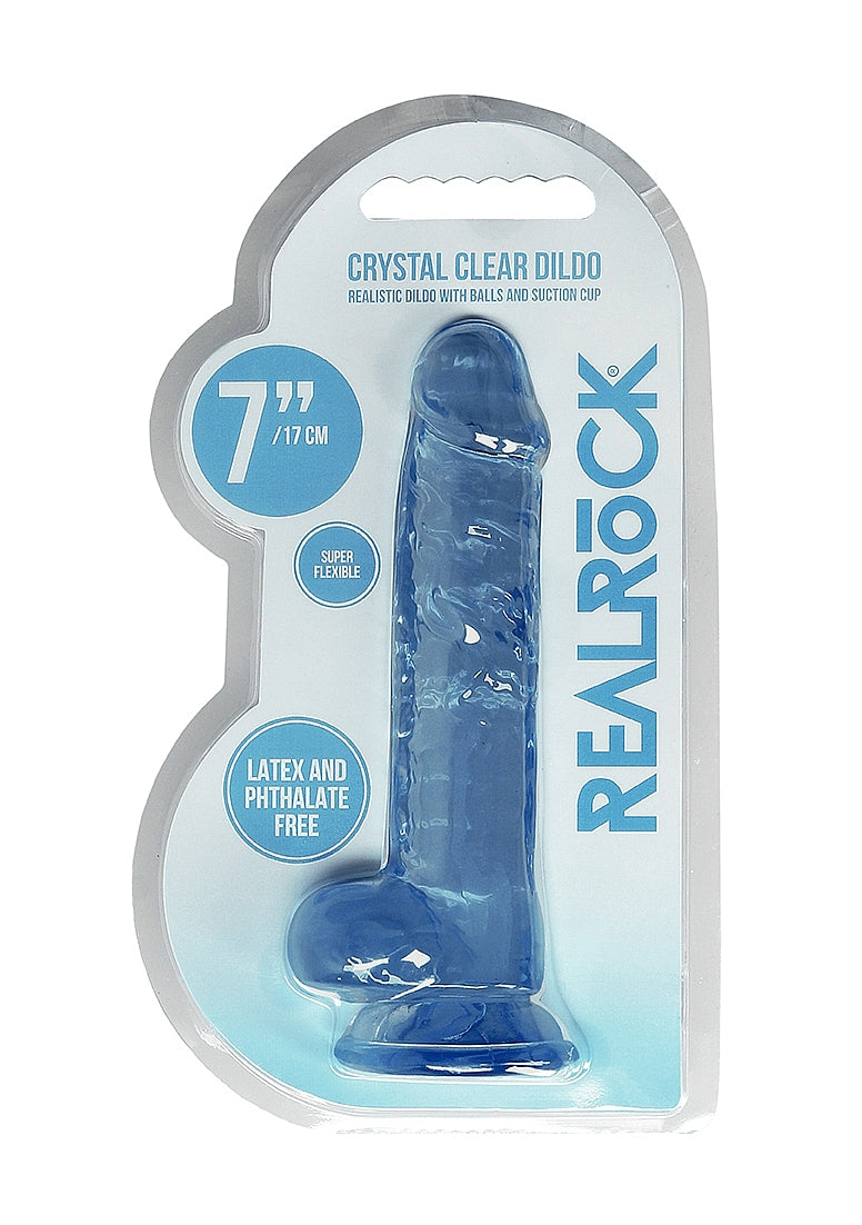 Shots Toys | REALROCK Crystal Clear 7"/17cm Realistic Dildo with Balls Blue