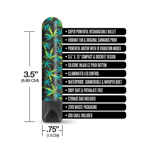 Global Novelties | Prints Charming Buzzed Higher Power Vibrator Canna Queen w/storage bag