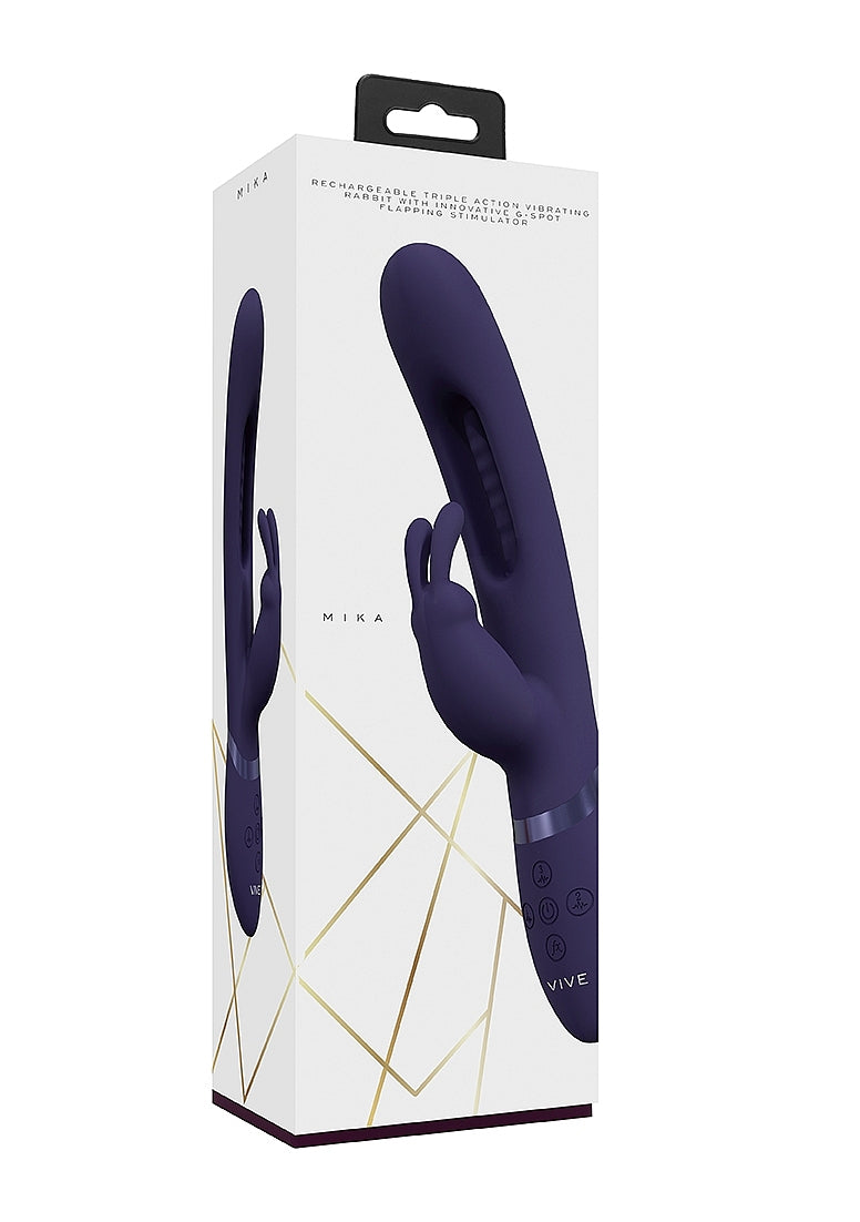 Shots Toys | VIVE Mika Triple Motor Vibrating Rabbit w G-Spot Flapping Stimulator Purple