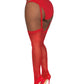 Dreamgirl Plus Size Sheer Suspender Pantyhose Red Size OSX