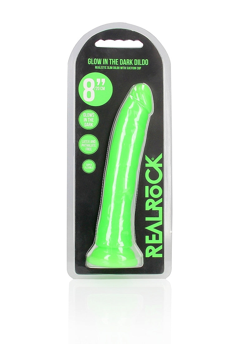 Shots Toys | REALROCK 20cm Slim Glow in the Dark Neon - Green (8") Dildo Dong