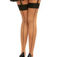 Dreamgirl Cuban heel, sheer thigh high stockings Nude Black Size OS