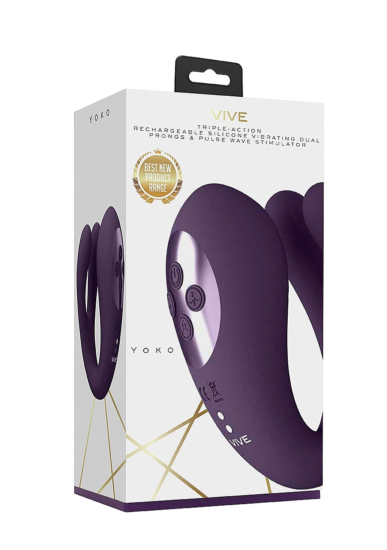 Shots Toys | VIVE Yoko Triple Action Vibrating Dual Prongs & Pulse Wave Purple