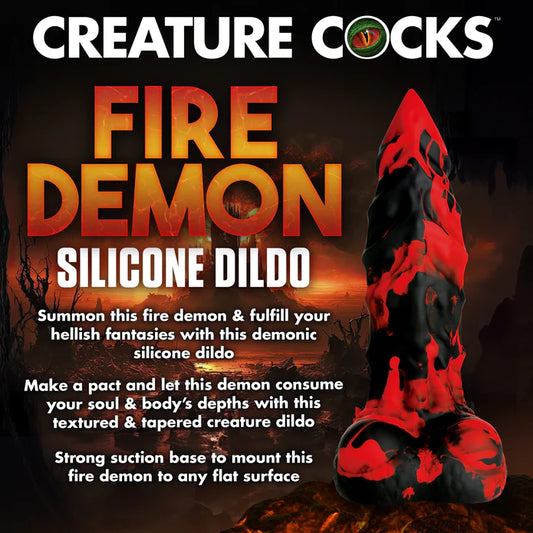 Creature Cocks Fire Demon - Red/Black 21.6cm Fantasy Monster Dildo