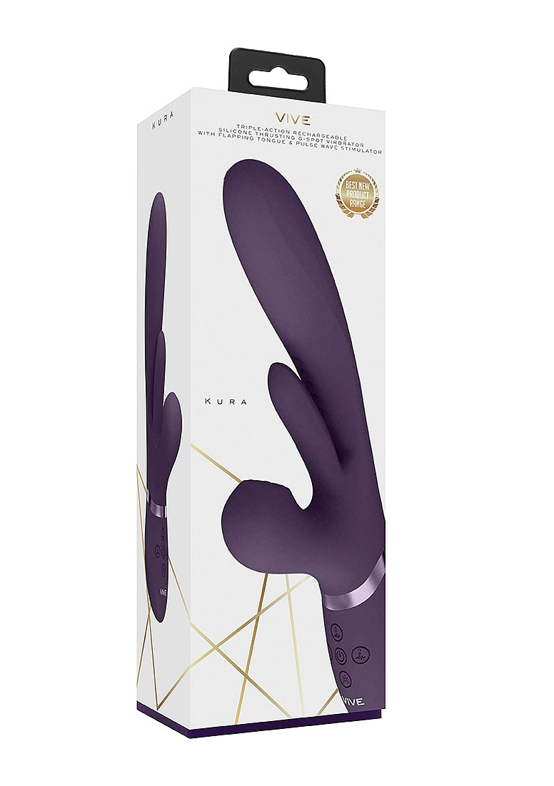 Shots Toys | VIVE Kura Thrusting G-Spot Vibrator Flapping Tongue & Pulse Wave Purple