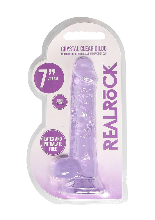 Shots Toys | REALROCK Crystal Clear 7"/17cm Realistic Dildo with Balls Purple