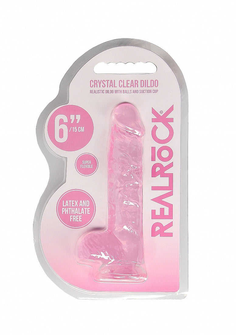 Shots Toys | REALROCK Crystal Clear 6"/15cm Realistic Dildo with Balls Pink