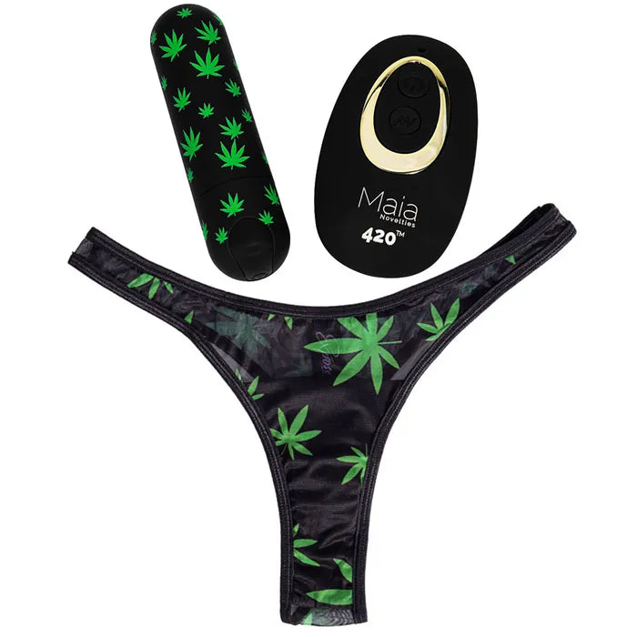 Maia Toys | Maia DATE NIGHT 420 PANTY VIBE with Bullet and Remote Black - S/M or L/XL