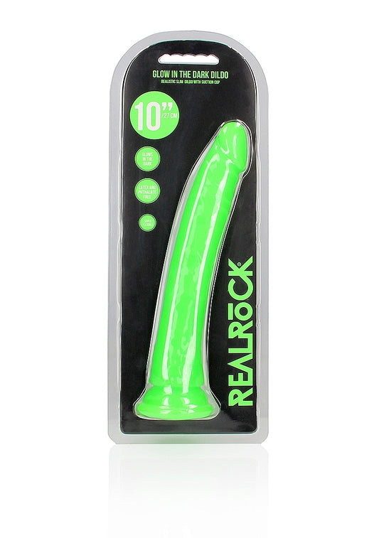 Shots Toys | REALROCK 28cm Slim Glow in the Dark Neon - Green (10") Dildo Dong