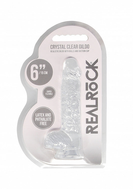 Shots Toys | REALROCK Crystal Clear 6"/15cm Realistic Dildo with Balls Transparent