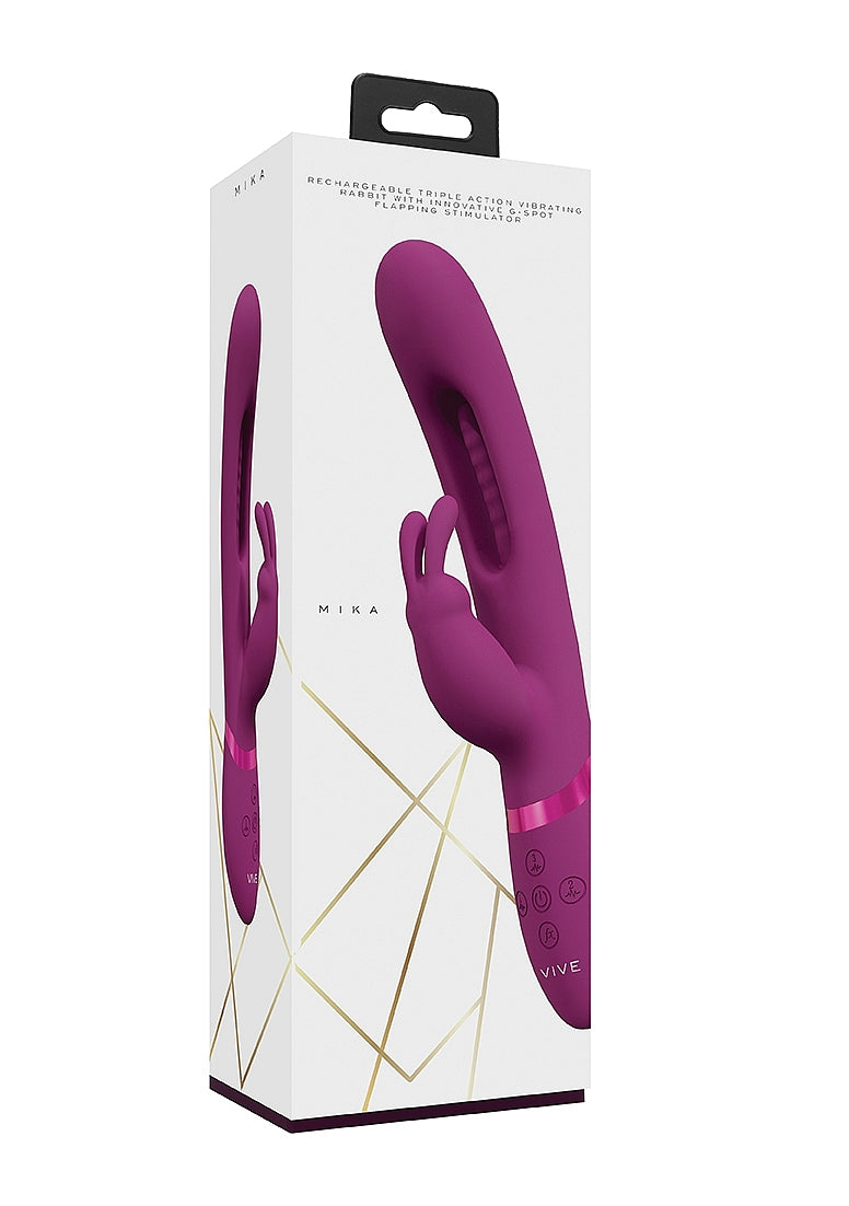 Shots Toys | VIVE Mika Triple Motor Vibrating Rabbit w G-Spot Flapping Stimulator Pink