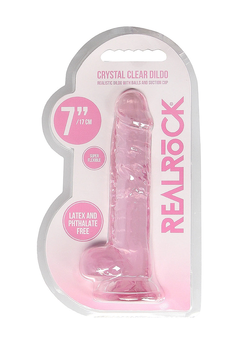 Shots Toys | REALROCK Crystal Clear 7"/17cm Realistic Dildo with Balls Pink