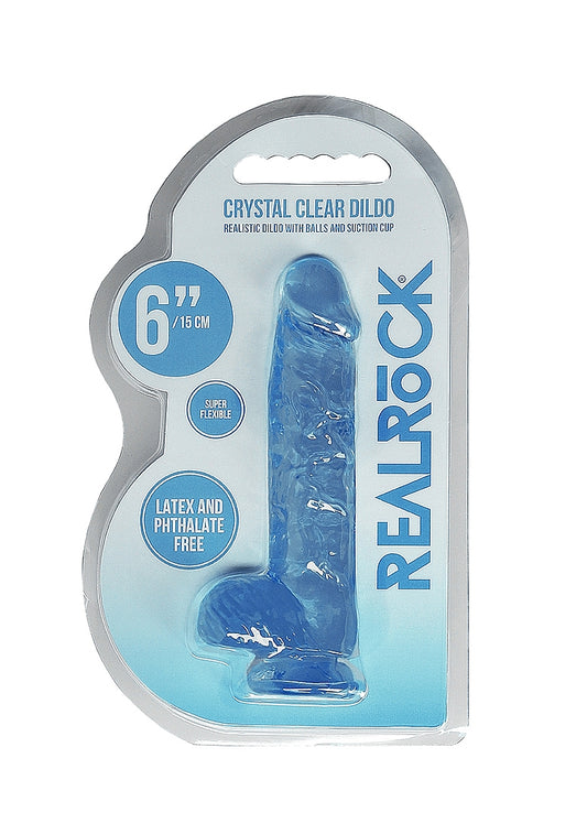 Shots Toys | REALROCK Crystal Clear 6"/15cm Realistic Dildo with Balls Blue