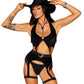 Dreamgirl Western-Themed Faux-Leather Bralette and Garter Belt Bedroom Costume Set with Fringe Details Ride 'Em Cowgirl Size OS