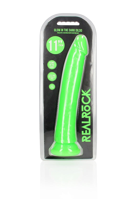 Shots Toys | REALROCK 32cm Slim Glow in the Dark Neon - Green  (11") Dildo Dong