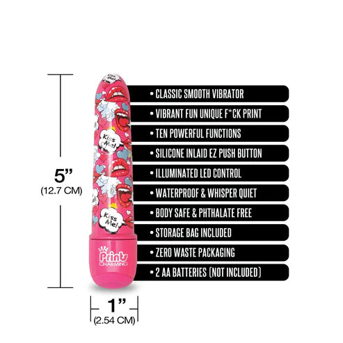 Global Novelties | Prints Charming Pop Tease 5" Mini Vibrator Pink w/storage bag