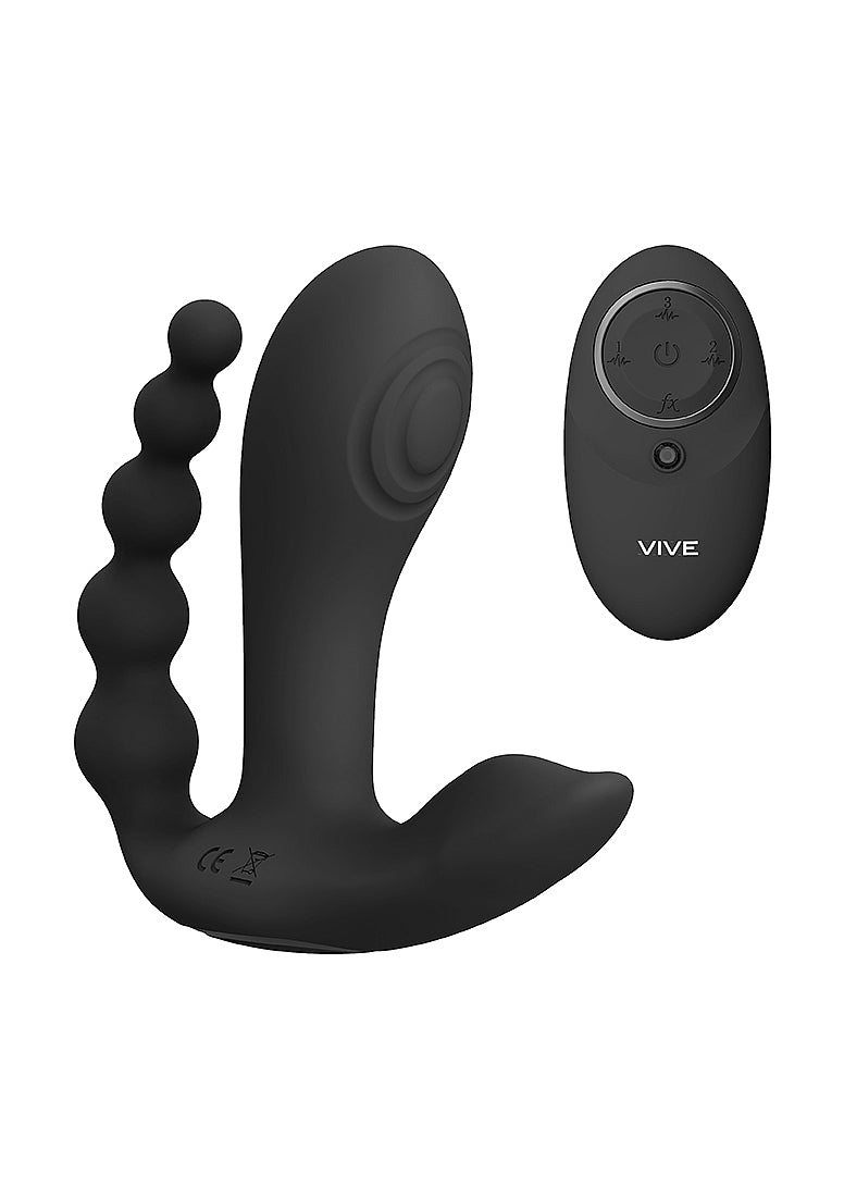 Shots Toys | VIVE Kata Pulse Wave G-Spot Clitoral Anal Triple Vibrator Black w Remote