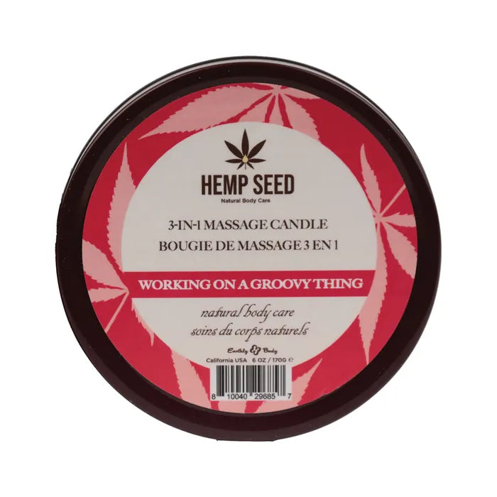 Earthly Body Hemp Seed 3-In-1 Massage Candle - Working On A Groovy Thing (Wild Berries, Night Blooming Jasmine, Warm Amber) - 170g