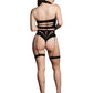 Le Desir Shade - Ananke XII - Three Piece with Choker, Bandeau Top and Pantie with Garters Black Size OS