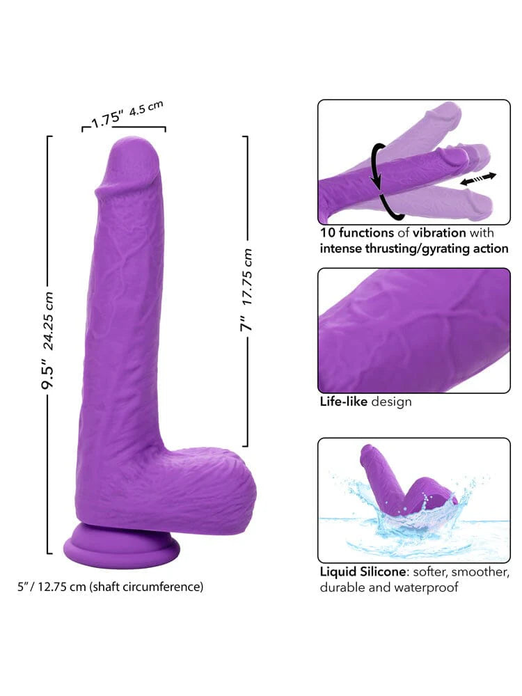 CalExotics Rechargeable Gyrating Thrusting Silicone Studs Vibrator Dildo Purple