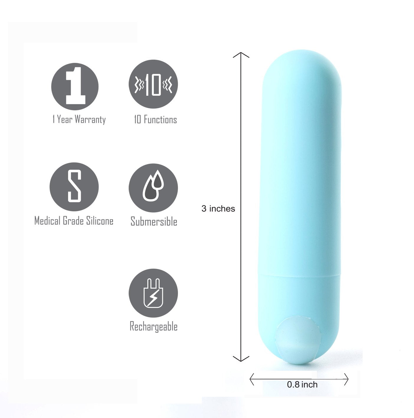 Maia Toys | Maia Jessi Teal Blue 7.6cm USB Rechargeable Bullet Vibrator