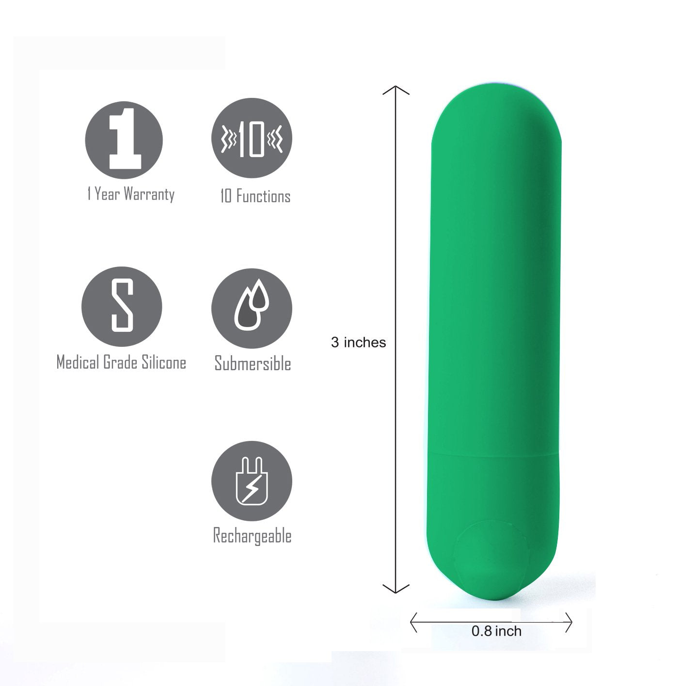 Maia Toys | Maia Jessi Emerald Green 7.6cm USB Rechargeable Bullet Vibrator