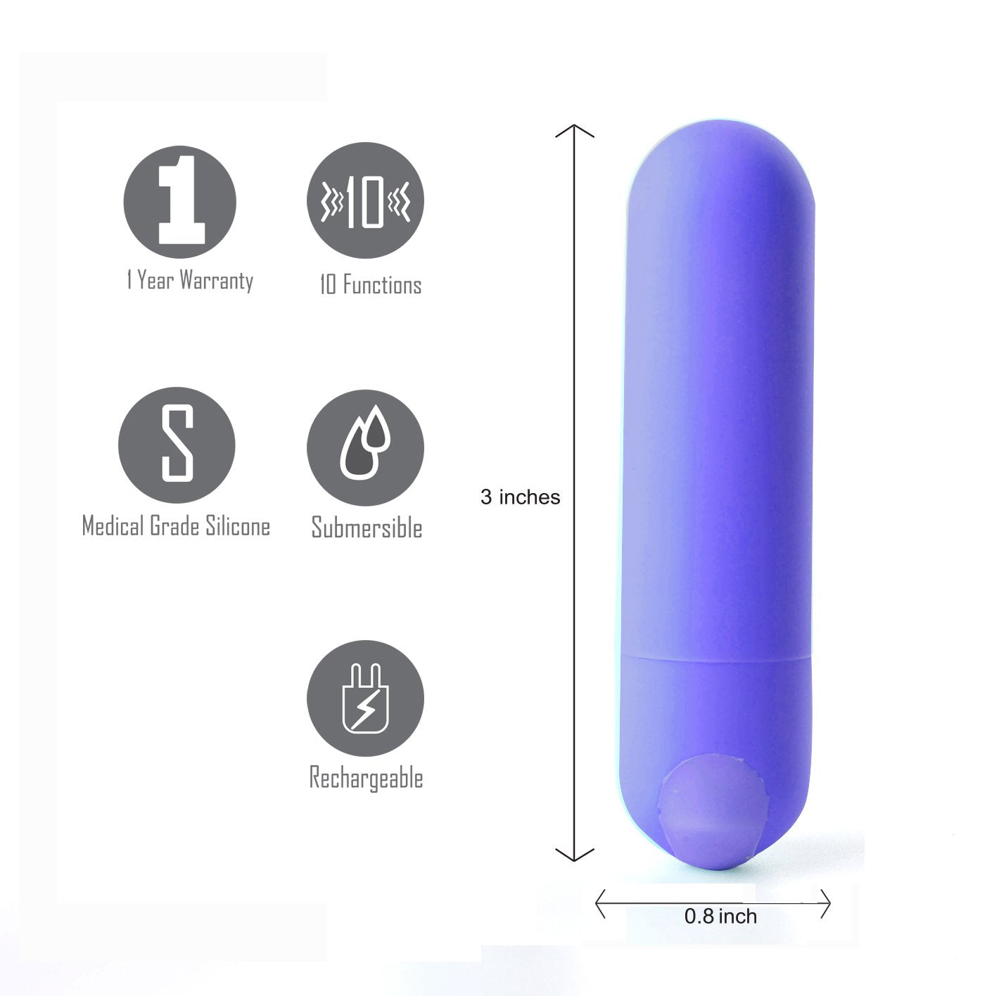 Maia Toys | Maia Jessi Purple 7.6cm USB Rechargeable Bullet Vibrator