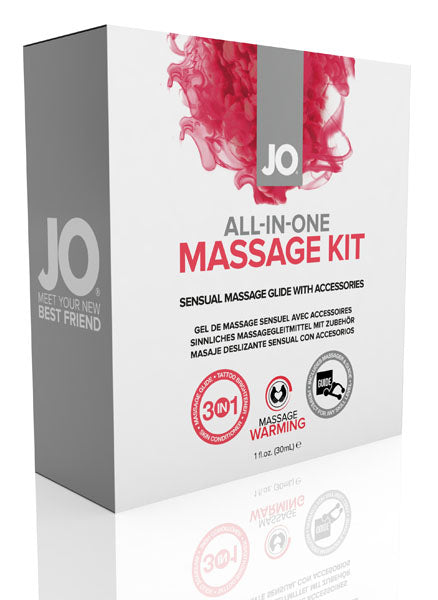 JO All-in-One Massage Gift Set - Massage Glide 30ml / Massager / Candle - 3 Pack