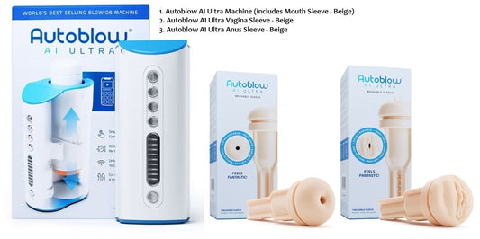 Autoblow AI Ultra - Automatic Blowjob Machine + Anus + Vagina Sleeve - 3 Pack