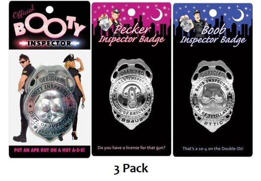 Kheper Games | Pecker, Boob, Booty Inspector Badges - 3 Pack