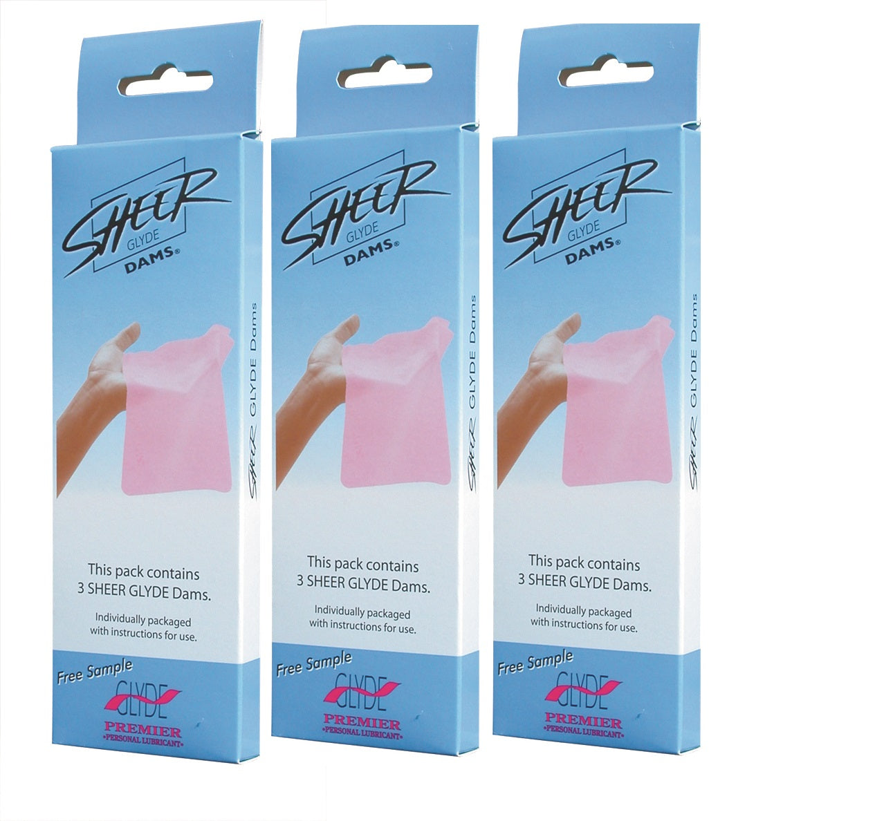 Glyde Oral Sheer Dam - Creme/Vanilla - 3x3 Dams - 3 Pack