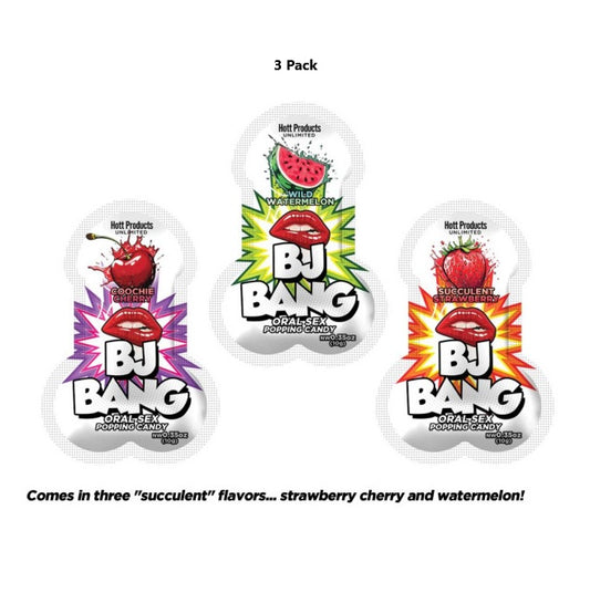 Hott Products | BJ Bang - Oral Sex Popping Candy Cherry/Watermelon/Strawberry - 3x10g - 3 Pack