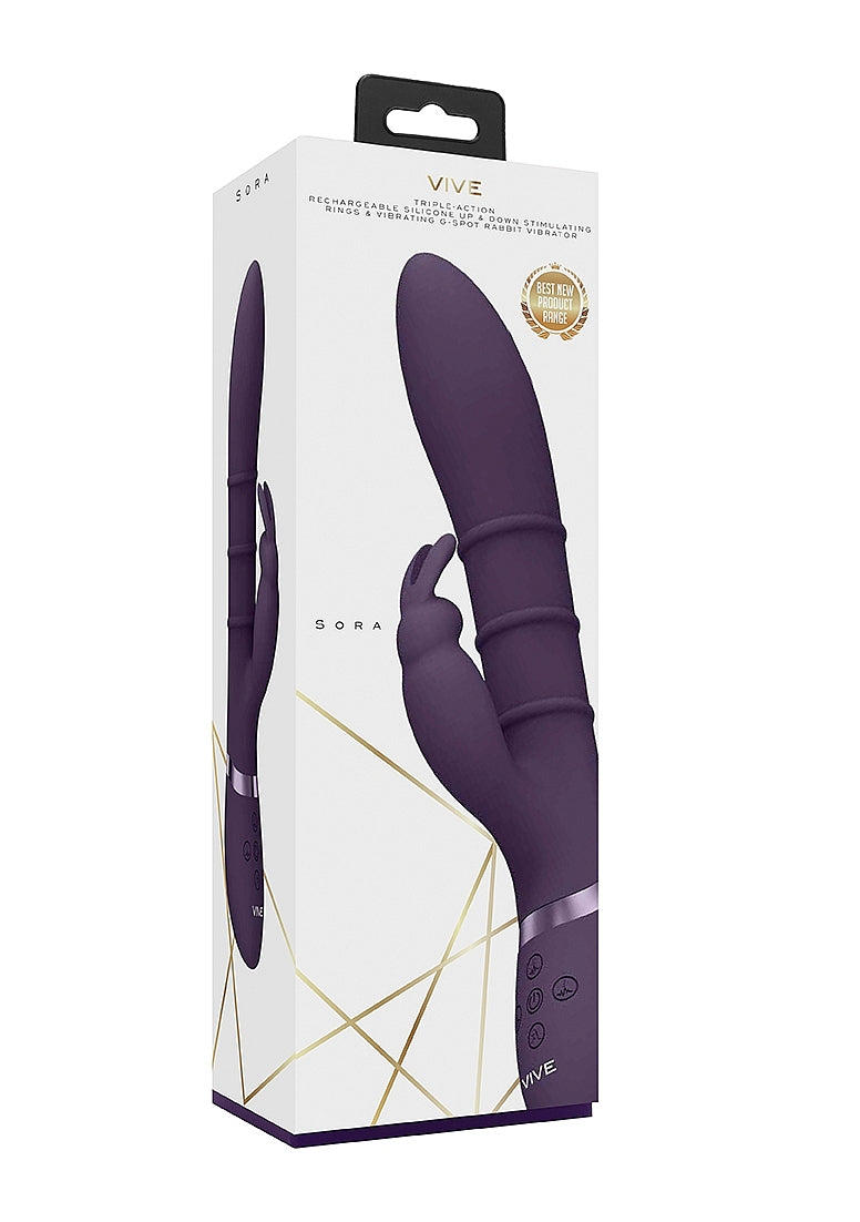 Shots Toys | VIVE Sora Up & Down Stimulating Rings, G-Spot Rabbit Vibrator Purple