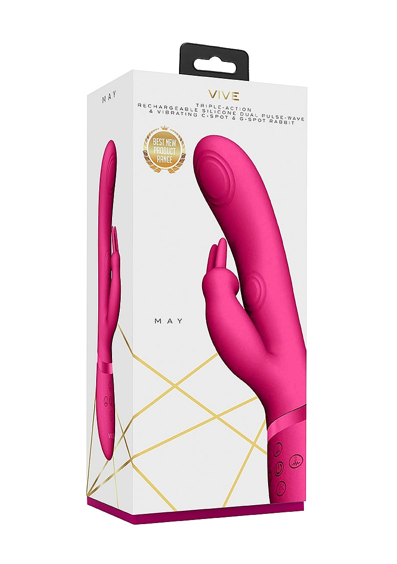 Shots Toys | VIVE May Dual Pulse-Wave & Vibrating C-Spot & G-Spot Rabbit Vibrator Pink