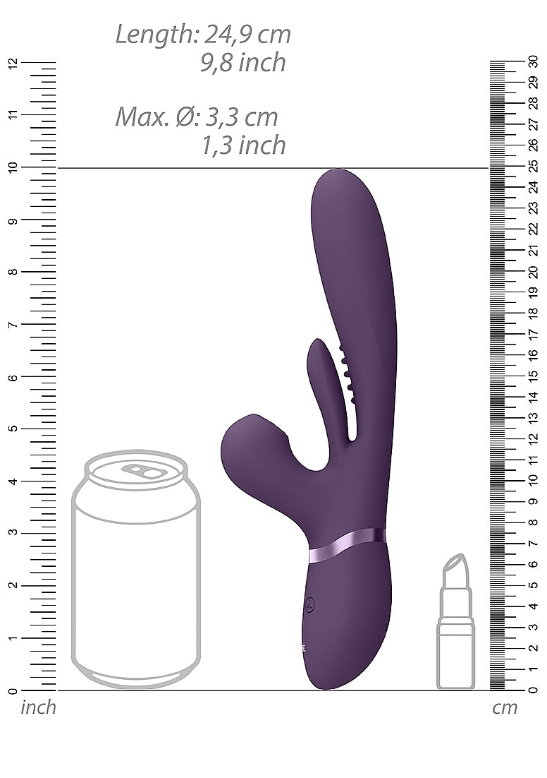 Shots Toys | VIVE Kura Thrusting G-Spot Vibrator Flapping Tongue & Pulse Wave Purple