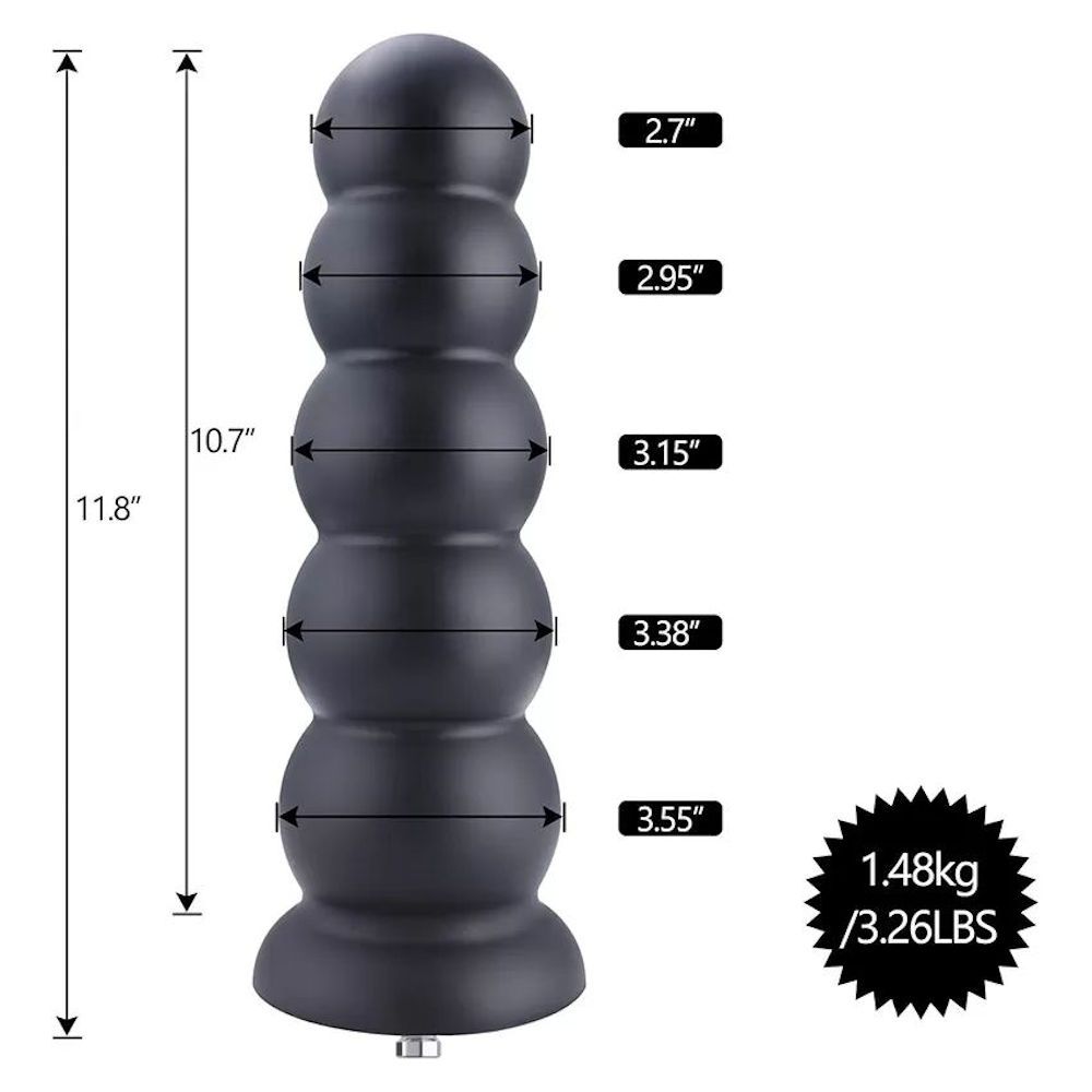 Hismith 11.8" Silicone 5 Smooth Balls Beaded Anal Butt Plug Dildo (KlicLok)