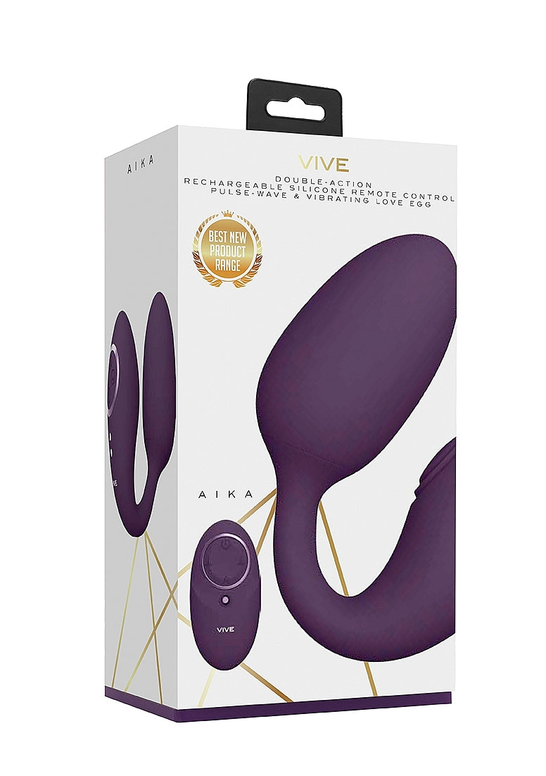 Shots Toys | VIVE Aika Double Action Pulse Wave & Vibrating Love Egg Remote Purple