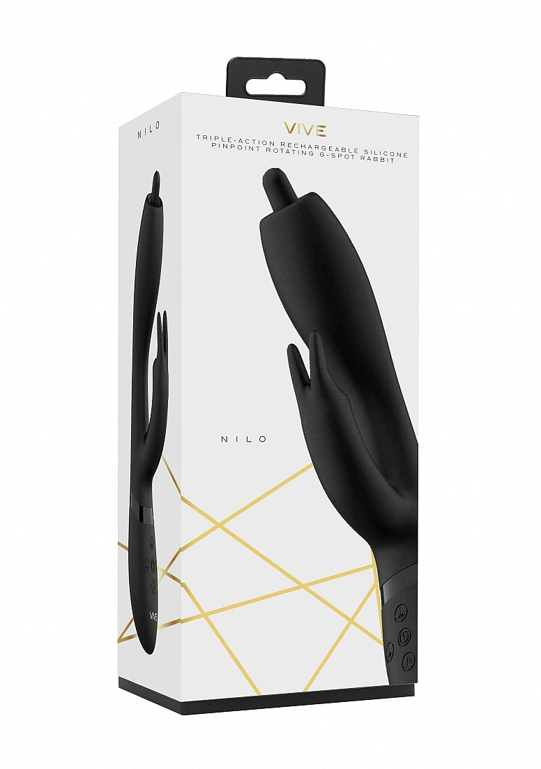 Shots Toys | VIVE Nilo - Rechargeable Rabbit Vibrator w/ Swirling Tip Black