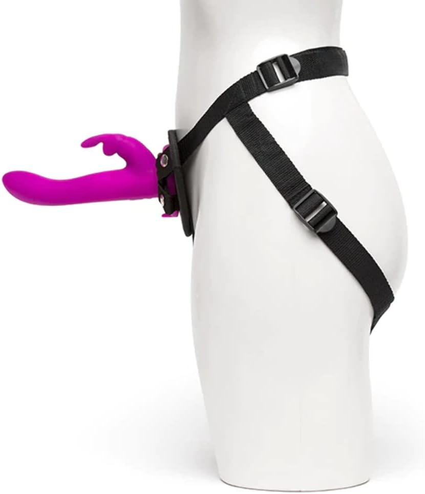 Love Honey Happy Rabbit Rechargeable Vibrating Strap on Harness Set Kit Purple