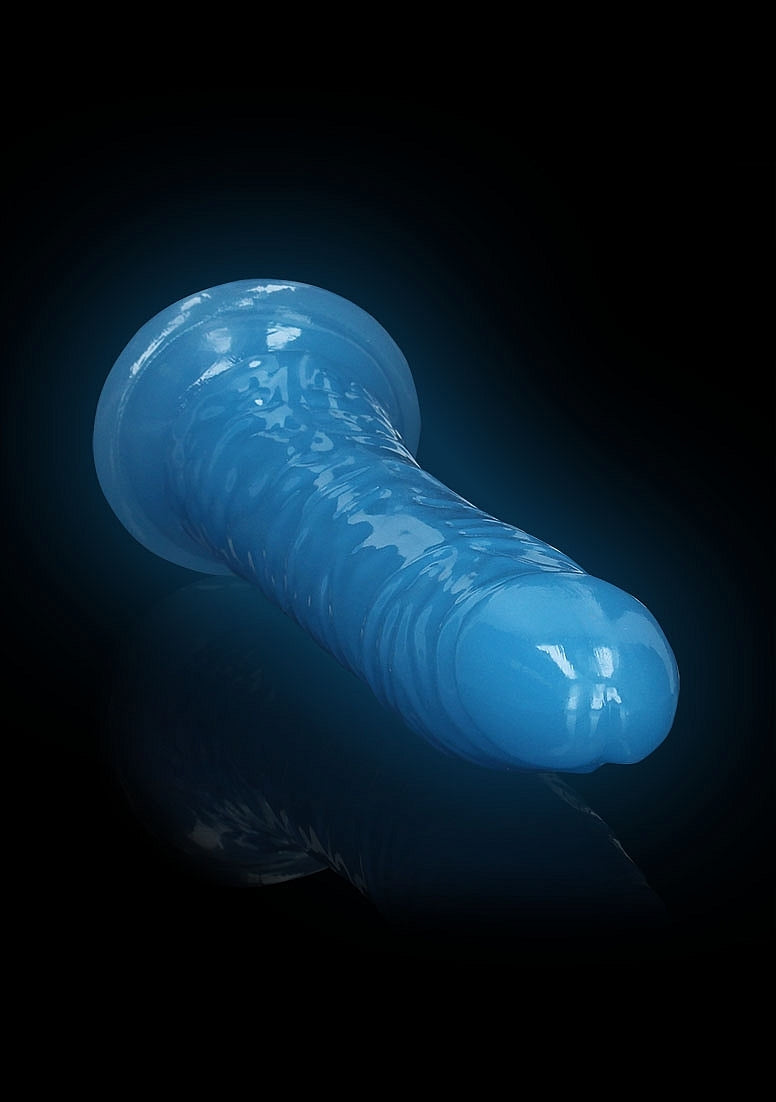 Shots Toys | REALROCK 25cm Slim Glow in the Dark Neon - Blue (9") Dildo Dong