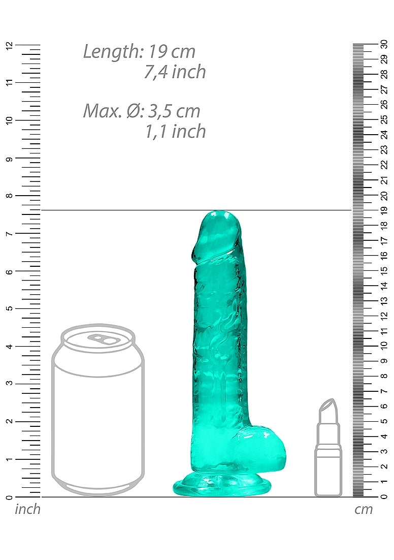 Shots Toys | REALROCK Crystal Clear 7"/17cm Realistic Dildo with Balls Turquoise