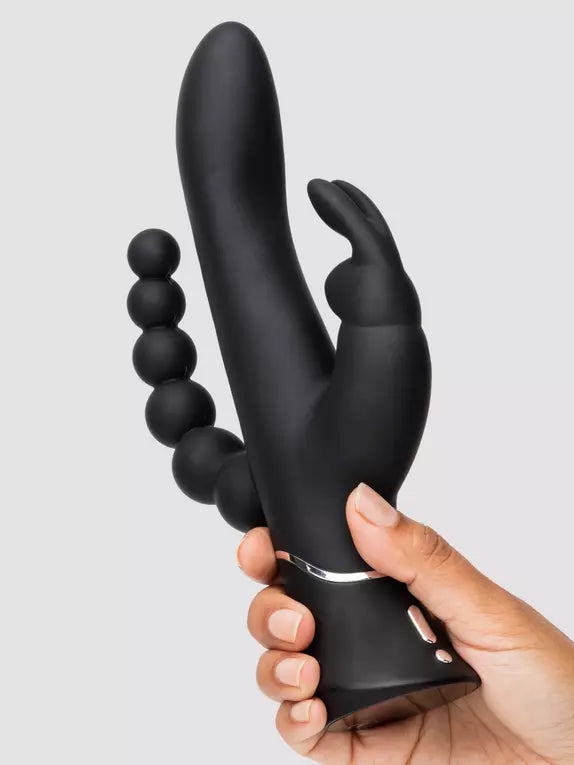 Love Honey Happy Rabbit Triple Curve Rechargeable Rabbit Vibrator Black