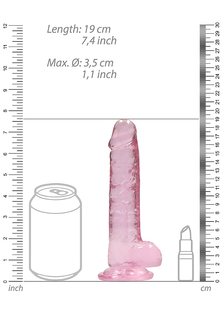 Shots Toys | REALROCK Crystal Clear 7"/17cm Realistic Dildo with Balls Pink