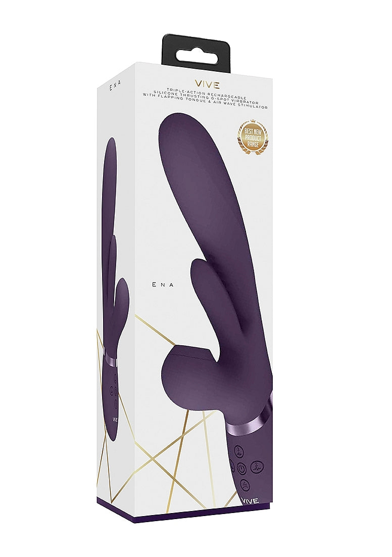 Shots Toys | VIVE Ena Thrusting G-Spot Vibrator w Flapping Tongue & Air Wave Purple