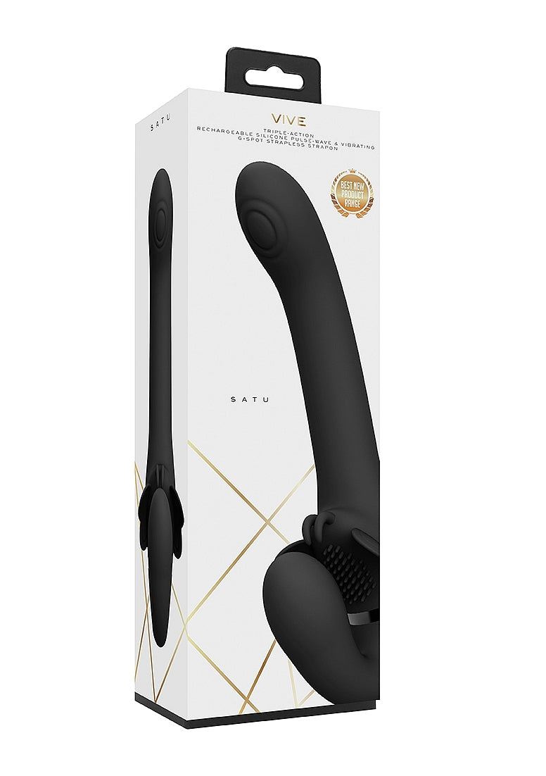 Shots Toys | VIVE Satu Vibrating Strapless Strap On Black