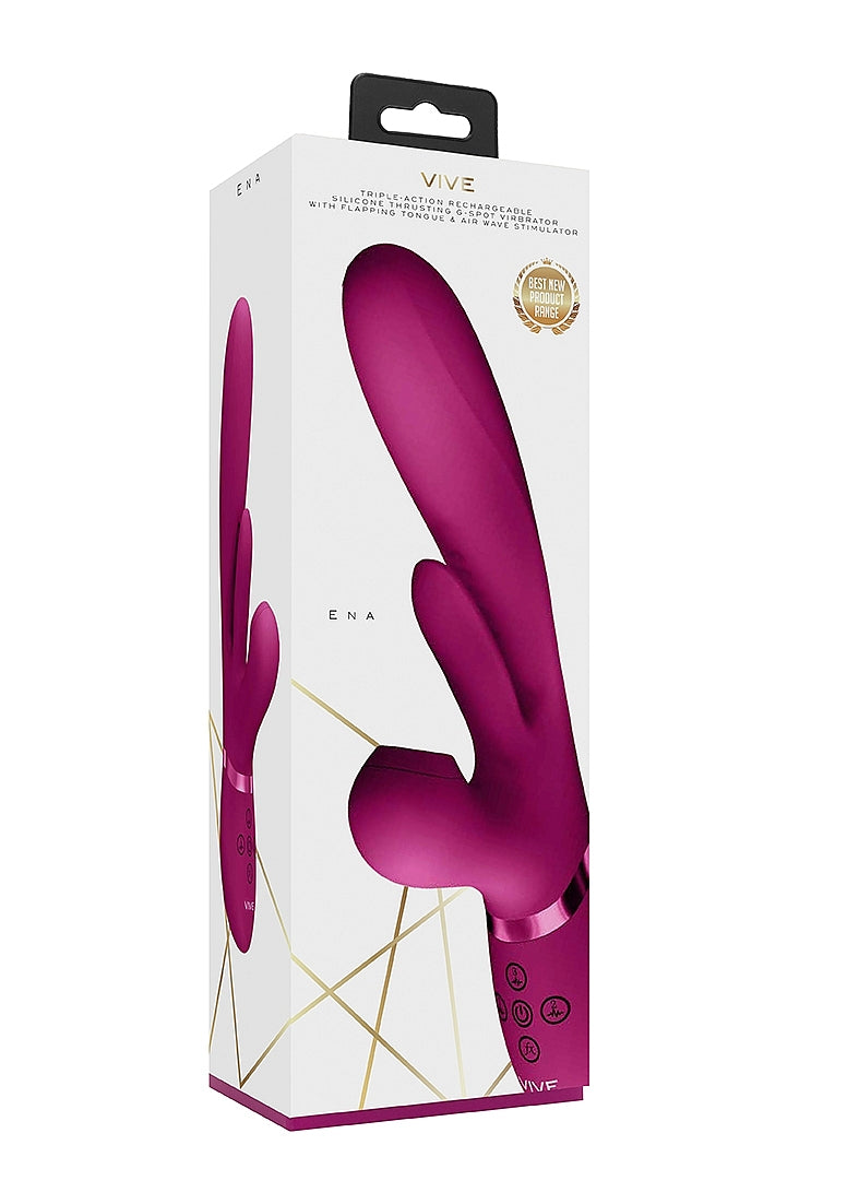 Shots Toys | VIVE Ena Thrusting G-Spot Vibrator w Flapping Tongue & Air Wave Pink