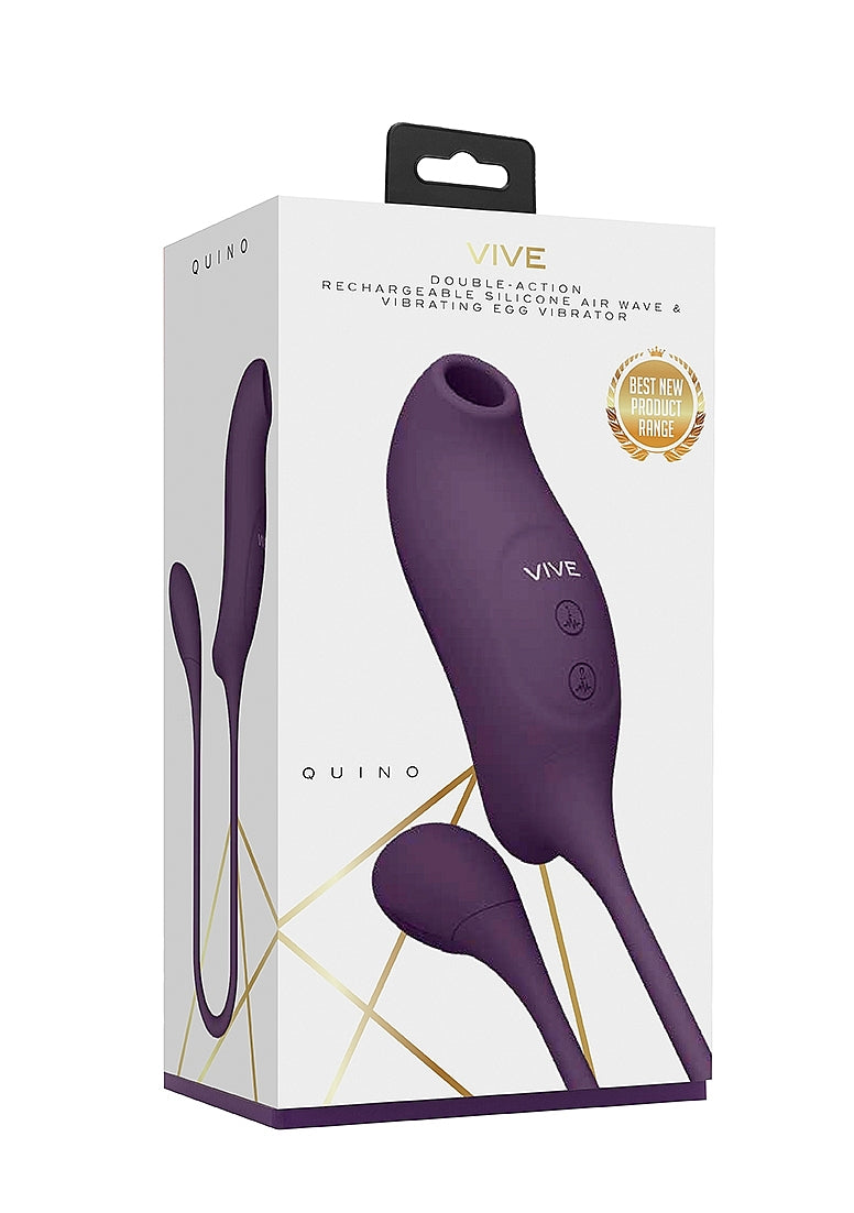 Shots Toys | VIVE Quino Double Action Air Wave & Vibrating Egg Vibrator Purple