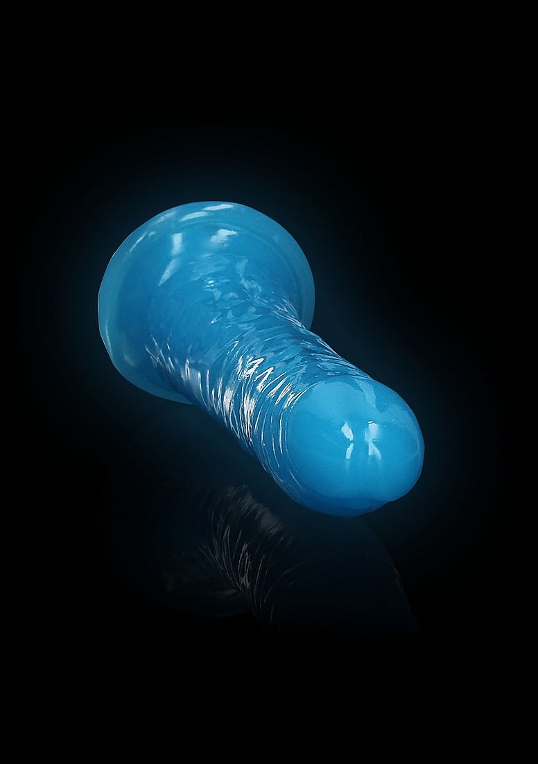 Shots Toys | REALROCK 18cm Slim Glow in the Dark Neon Blue 7" Dildo Dong