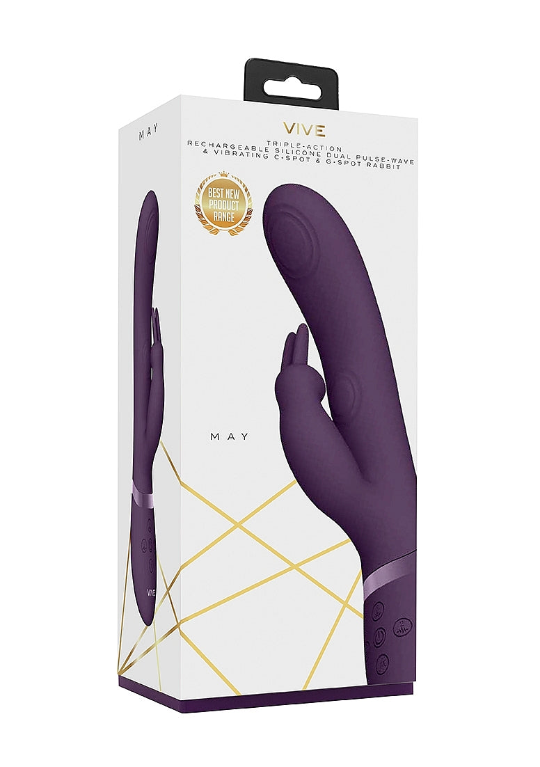 Shots Toys | VIVE May Dual Pulse-Wave & Vibrating C-Spot & G-Spot Rabbit Vibrator Purple